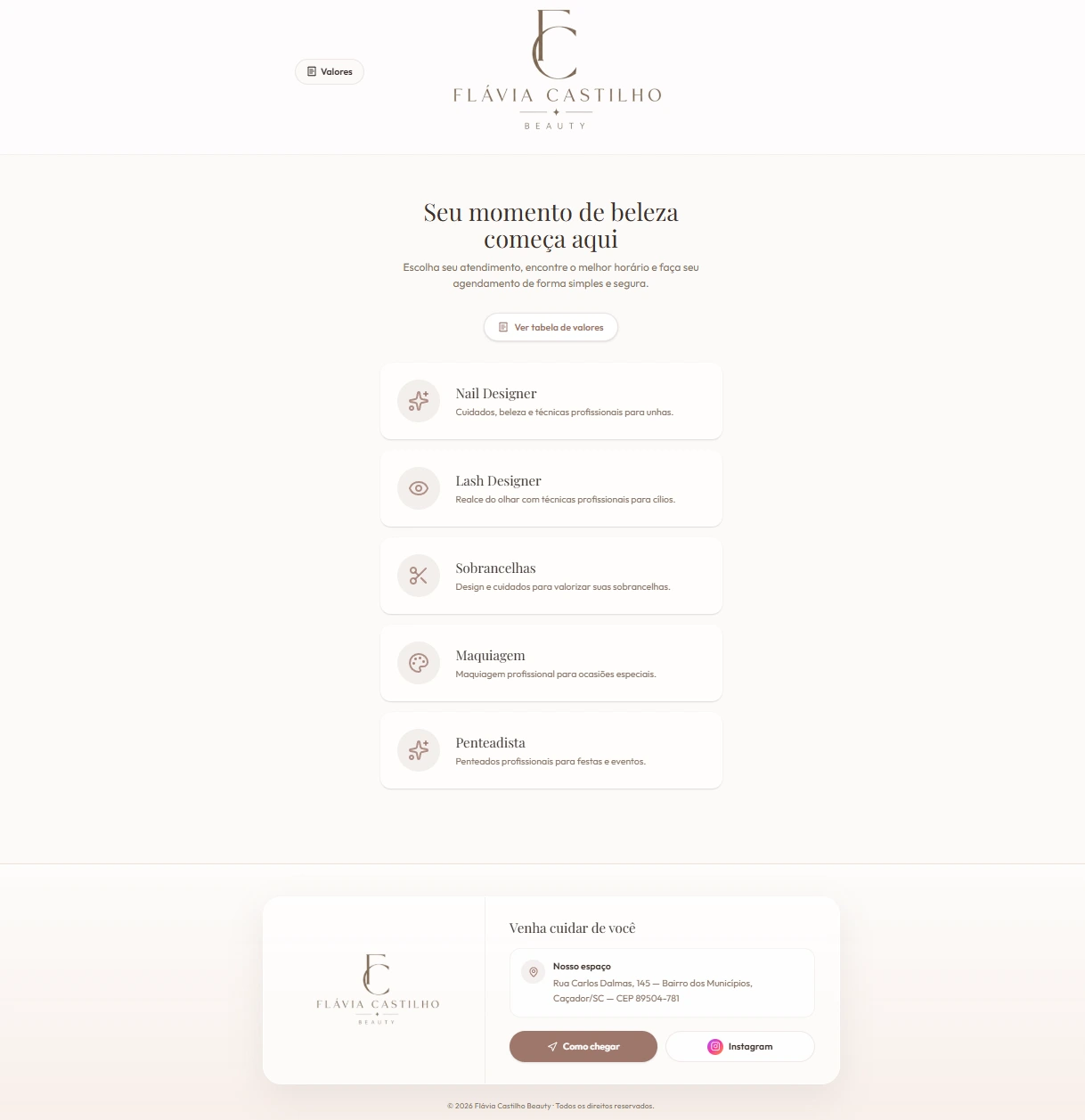 Imagem do projeto Flávia Castilho Beauty, desenvolvido por Cleiton