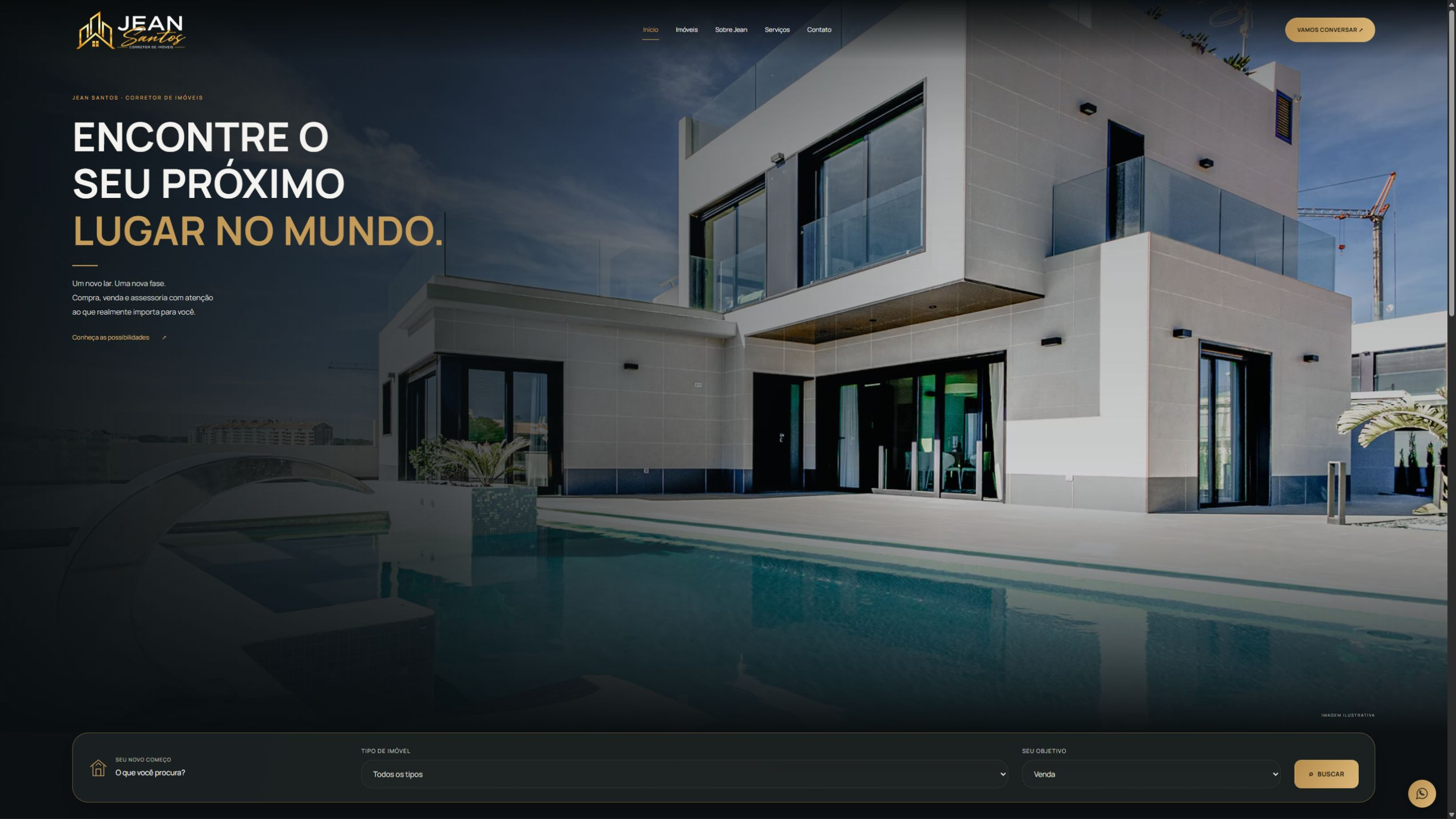 Imagem do site Jean Santos Imóveis, desenvolvido por Cleiton